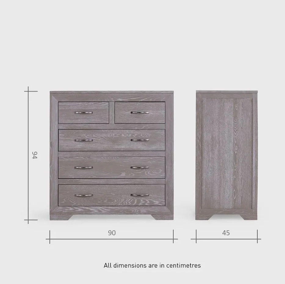 Chamfer Solid Oak 2 over 3 Chest of Drawers - Image 10