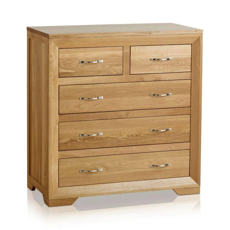 Chamfer Solid Oak 2 over 3 Chest of Drawers - Image 3