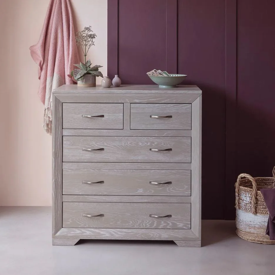 Chamfer Solid Oak 2 over 3 Chest of Drawers - Image 6