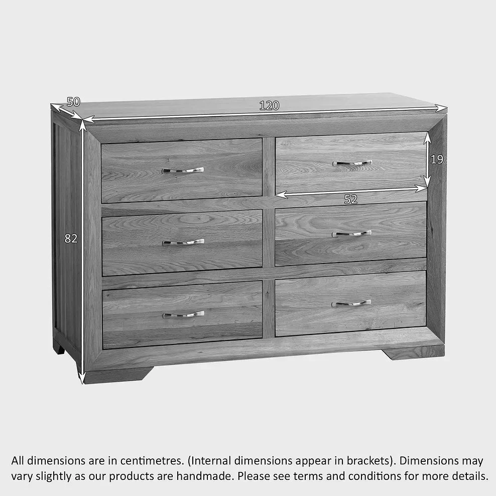 Chamfer Natural Solid Oak Chest of 6 Drawers - Image 4