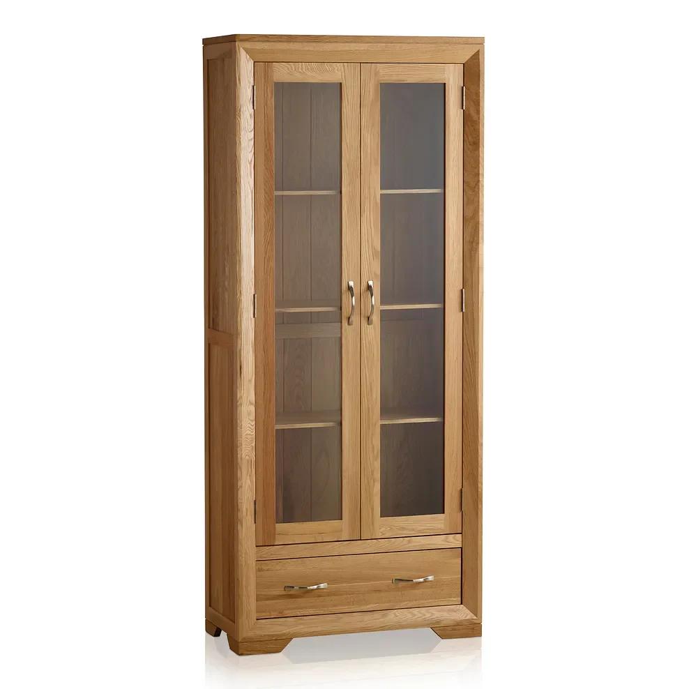 Chamfer Natural Solid Oak Glazed Display/Book Cabinet - Image 3