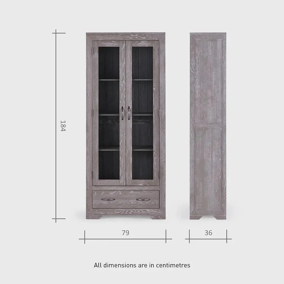 Chamfer Natural Solid Oak Glazed Display/Book Cabinet - Image 7