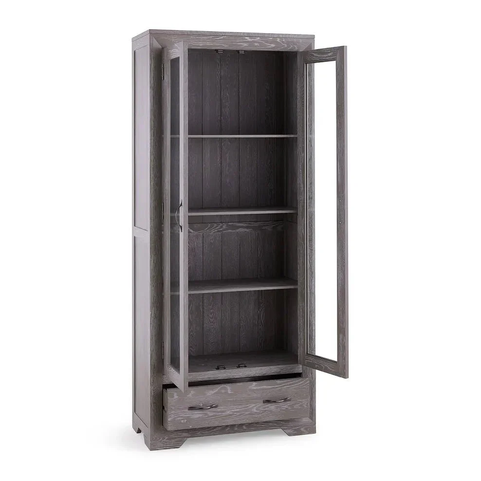 Chamfer Natural Solid Oak Glazed Display/Book Cabinet - Image 8