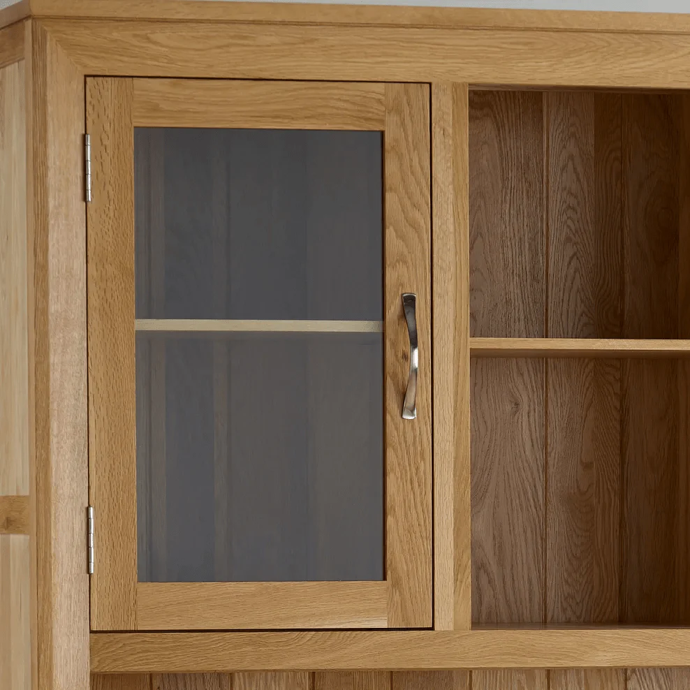 Chamfer Solid Oak Large Sideboard with Hutch Dresser - Image 6