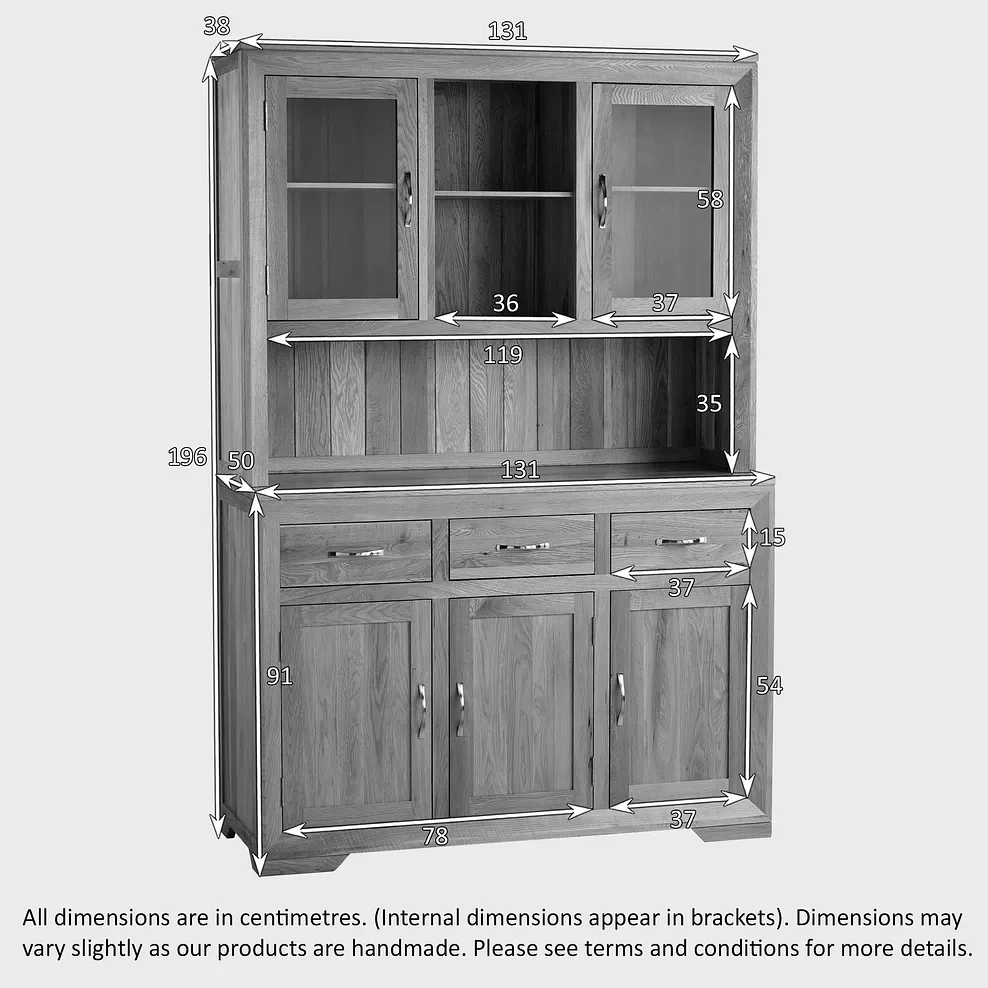 Chamfer Solid Oak Large Sideboard with Hutch Dresser - Image 9