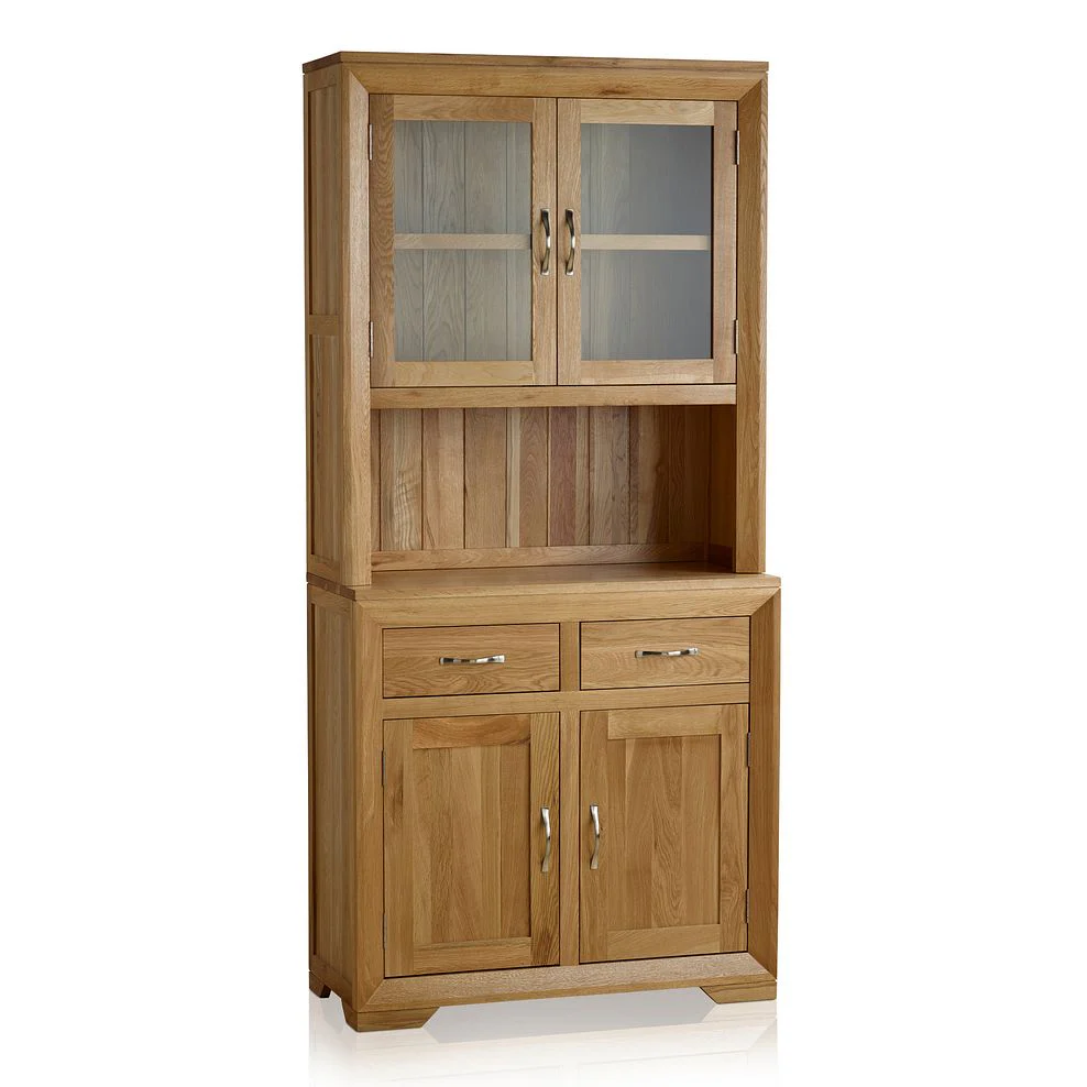 Chamfer Natural Solid Oak Small Sideboard With Hutch Dresser - Image 3