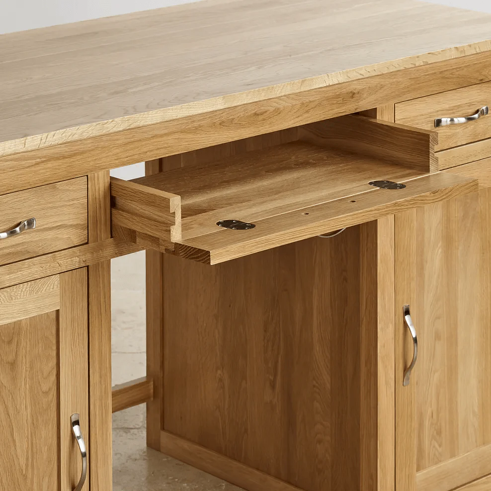 Chamfer Natural Solid Oak Writing Desk - Image 3