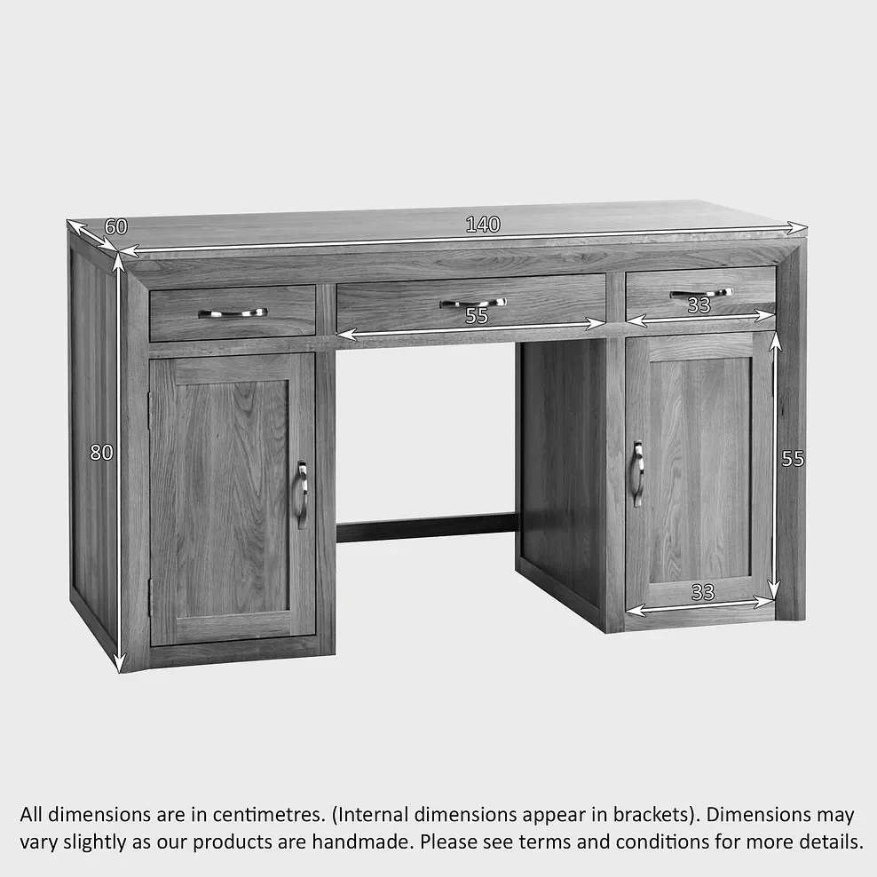 Chamfer Natural Solid Oak Writing Desk - Image 4