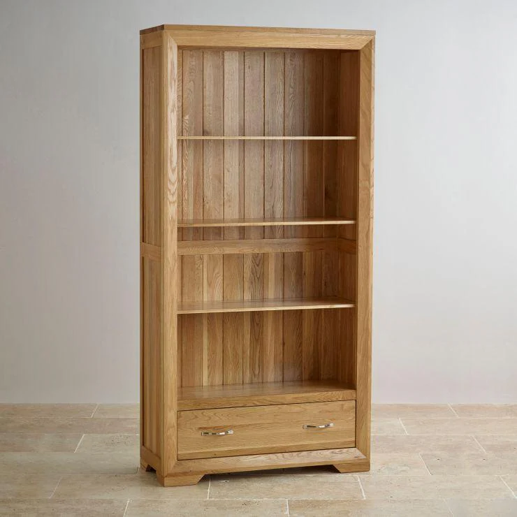 Chamfer Solid Oak Large Bookcase - Image 3