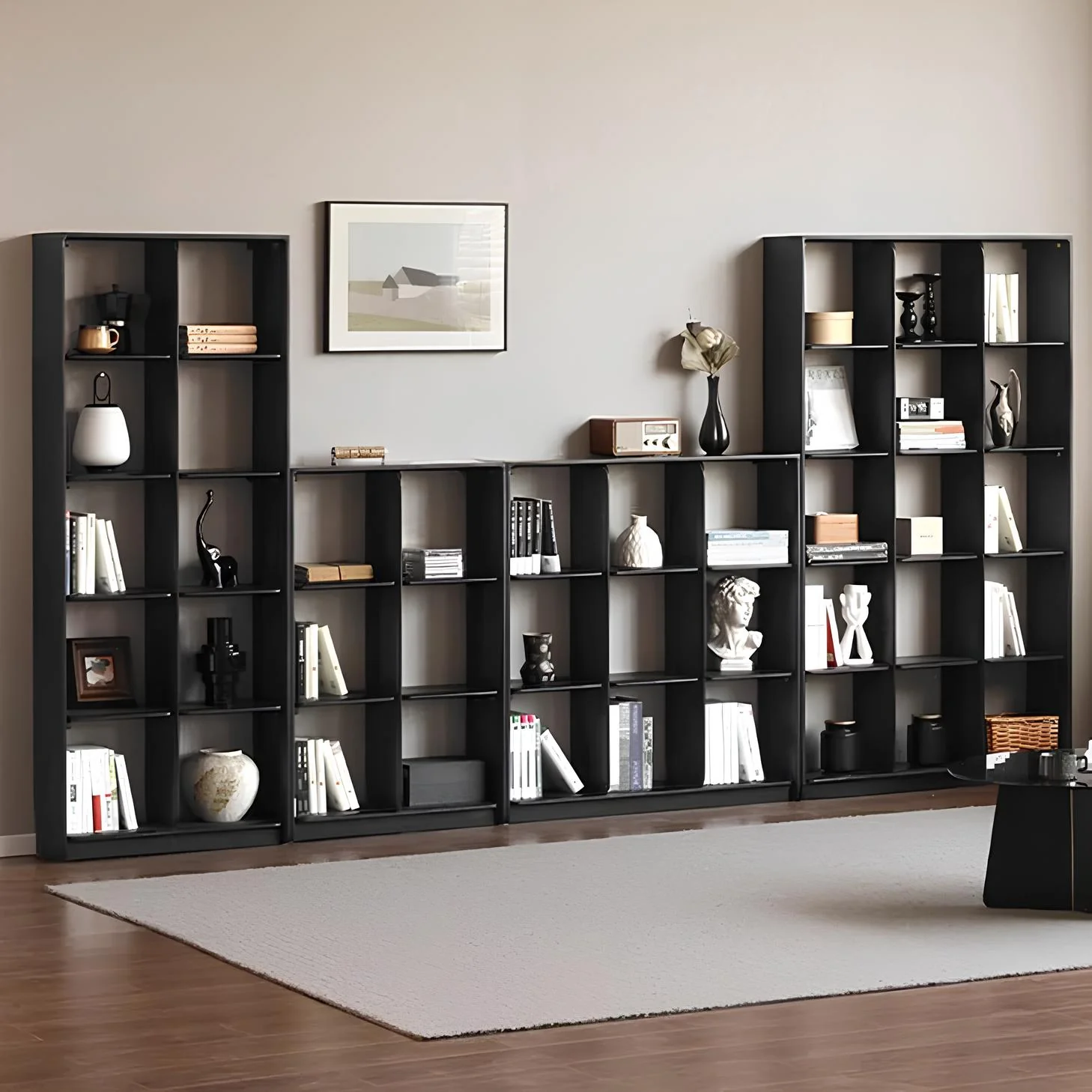 Charcoal Natural Solid Oak Modular Wall Shelves
