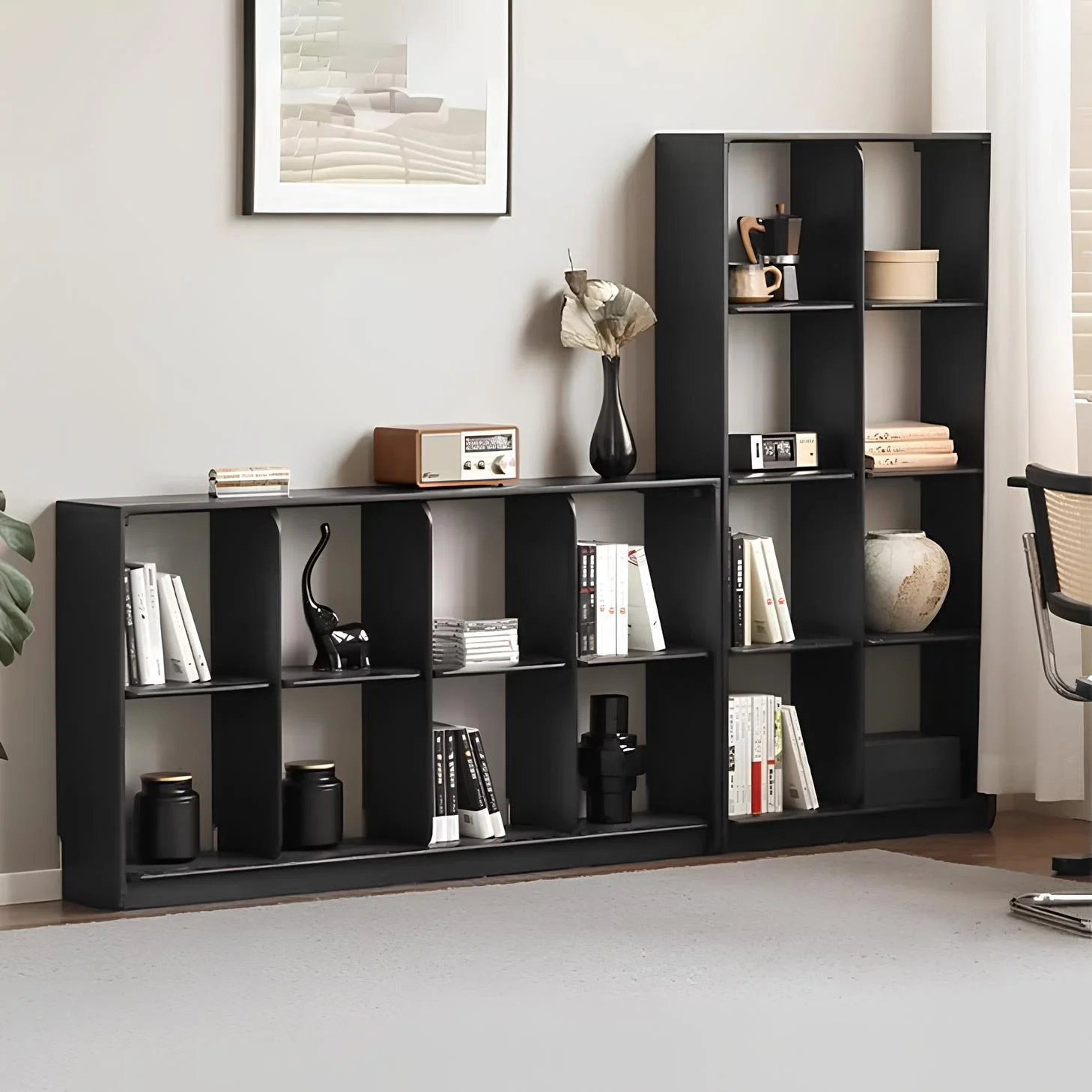 Charcoal Natural Solid Oak Modular Wall Shelves - Image 2