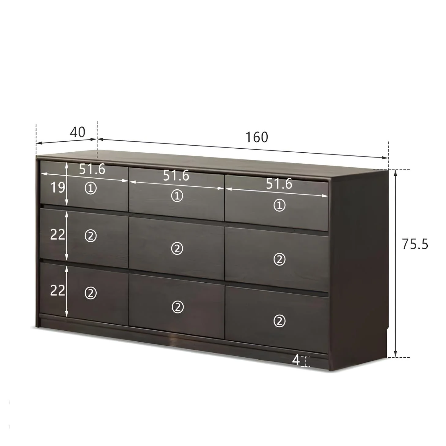 Charcoal Solid Oak Chest of 9 Drawers - Image 8