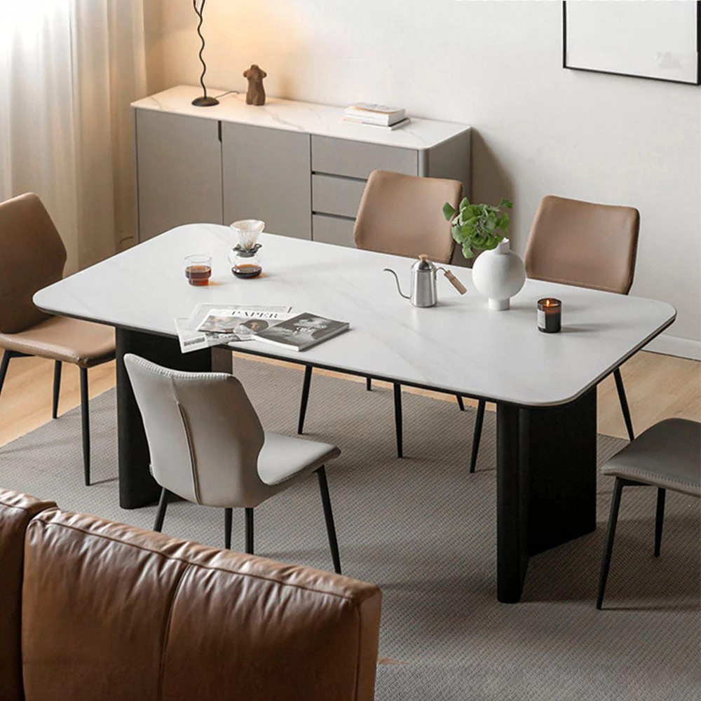 Charcoal Solid Oak Dining Table with Ceramic Top