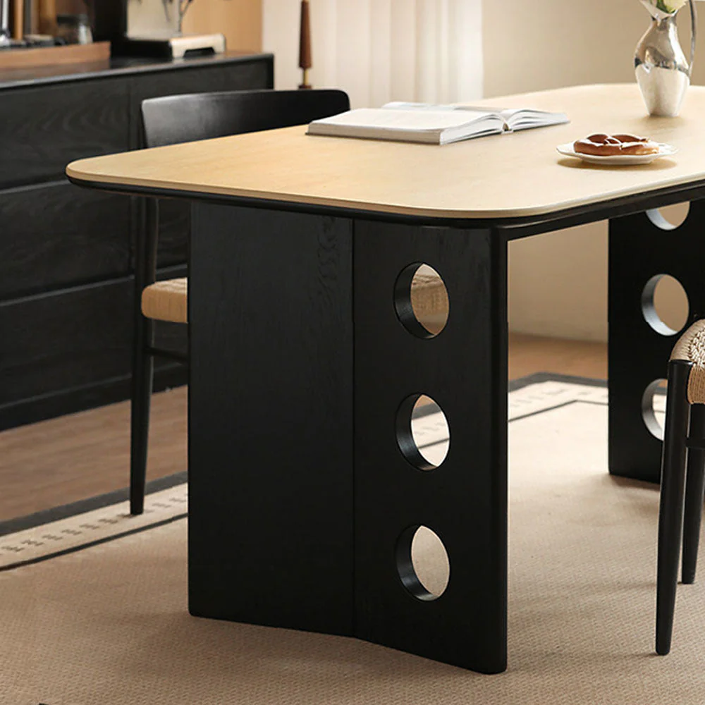 Charcoal Solid Oak Dining Table with Travertine Top - Image 5
