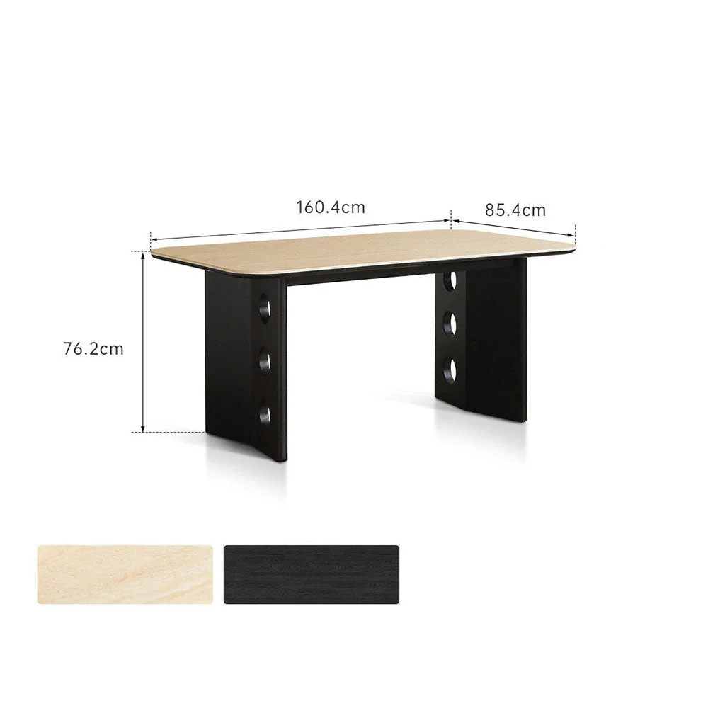 Charcoal Solid Oak Dining Table with Travertine Top - Image 9
