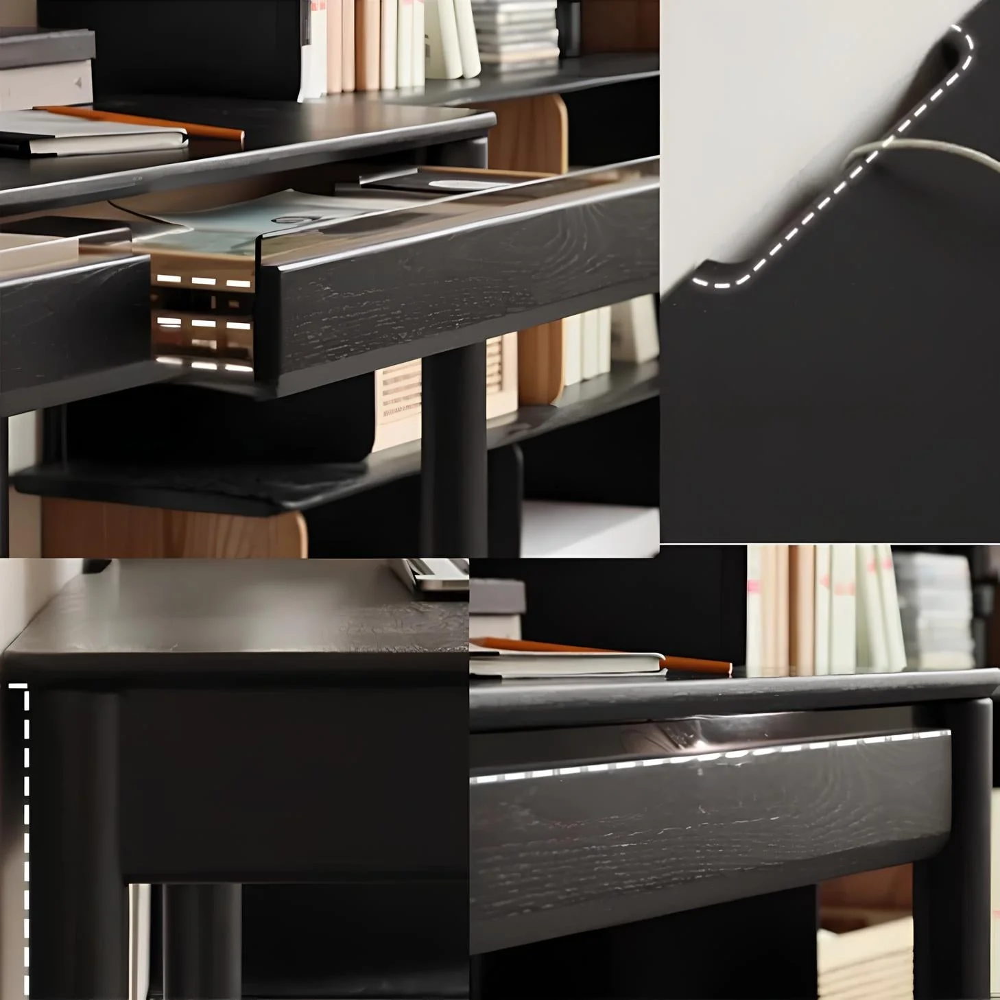 Charcoal Solid Oak Writing Desk - Image 4