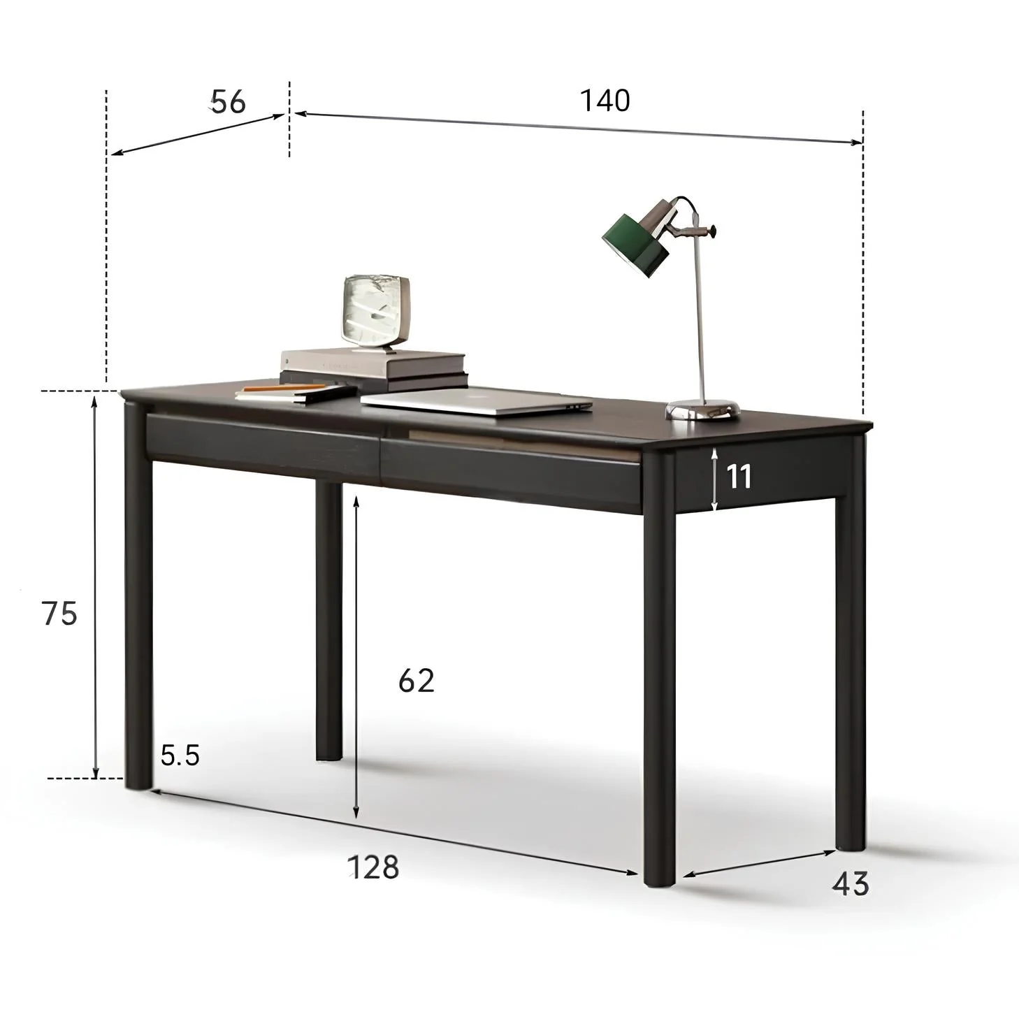 Charcoal Solid Oak Writing Desk - Image 5