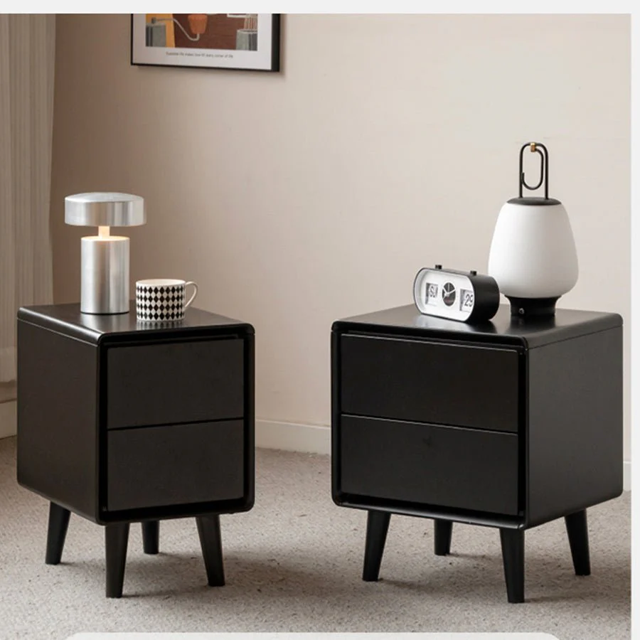 Charcoal Solid Rubber Wood Bedside Table - Image 3