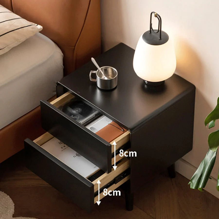 Charcoal Solid Rubber Wood Bedside Table - Image 4