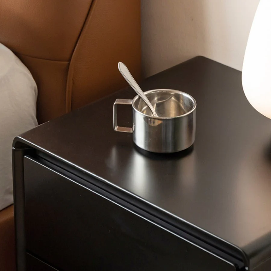 Charcoal Solid Rubber Wood Bedside Table - Image 5