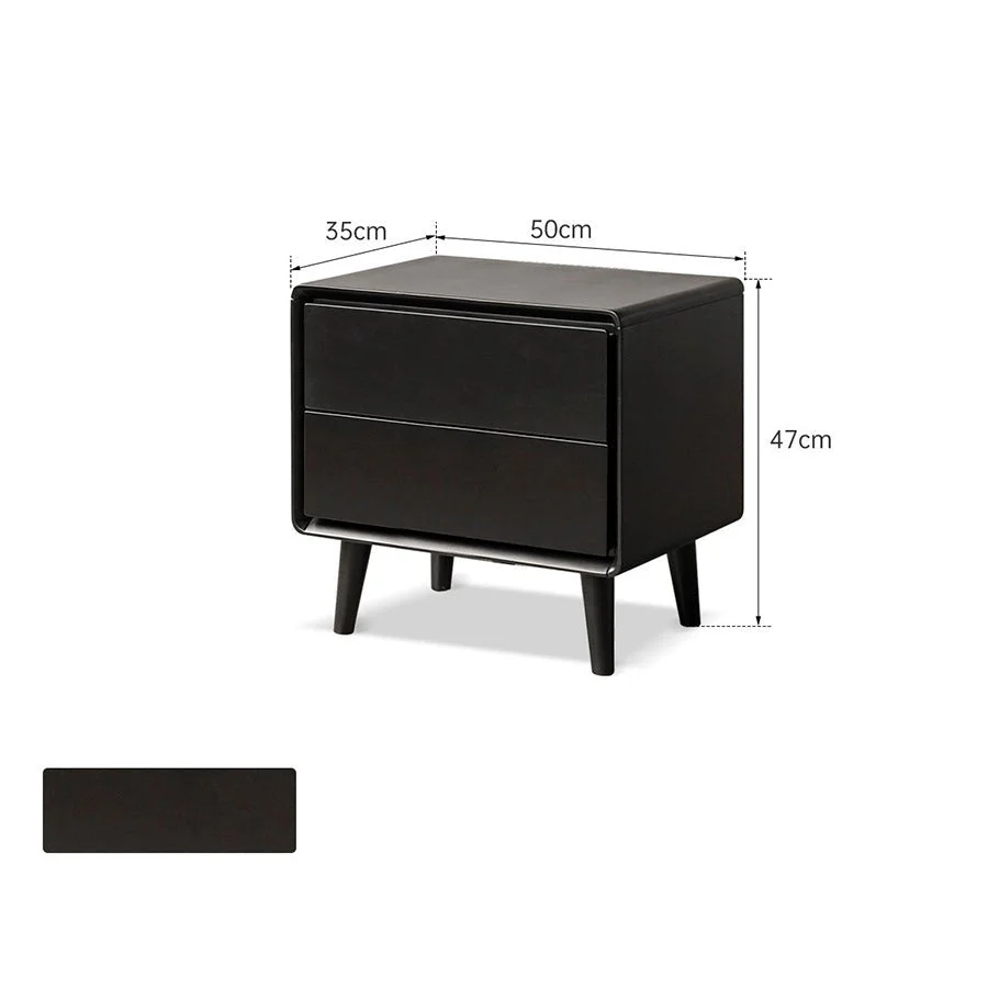 Charcoal Solid Rubber Wood Bedside Table - Image 8