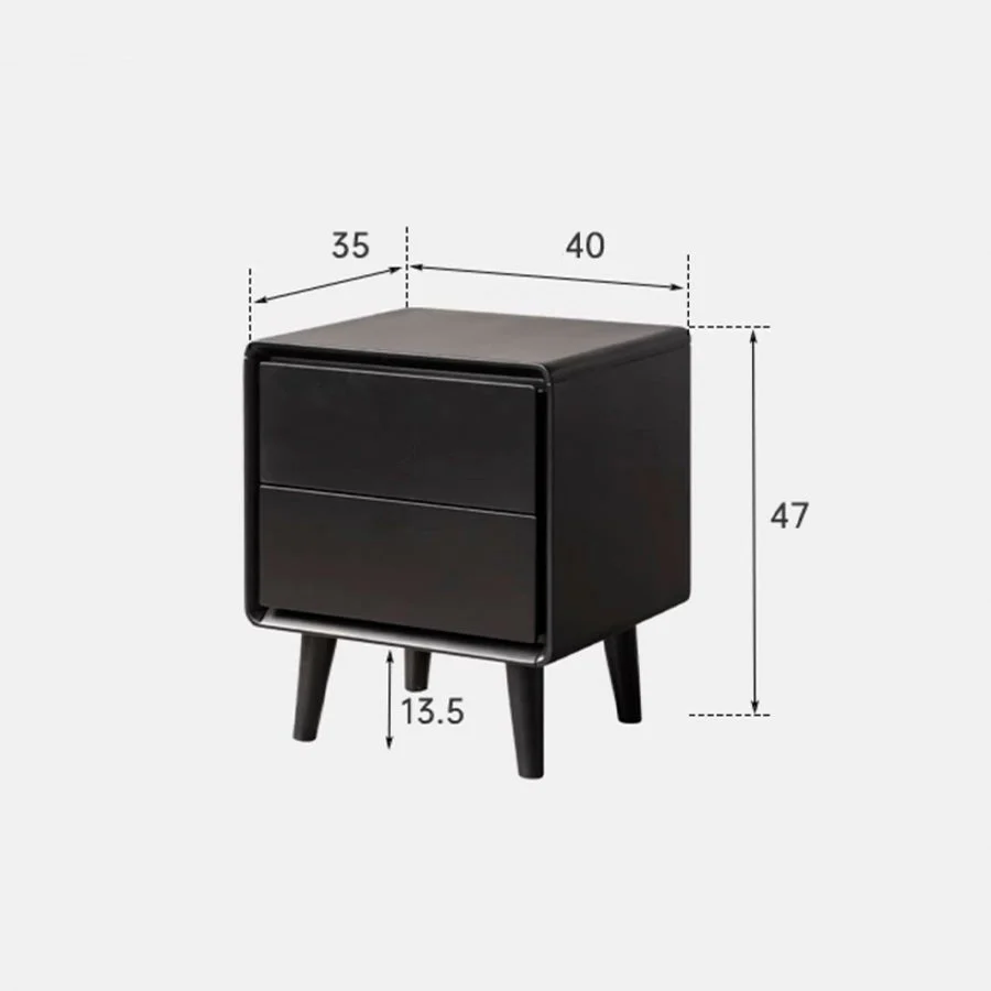 Charcoal Solid Rubber Wood Bedside Table - Image 9
