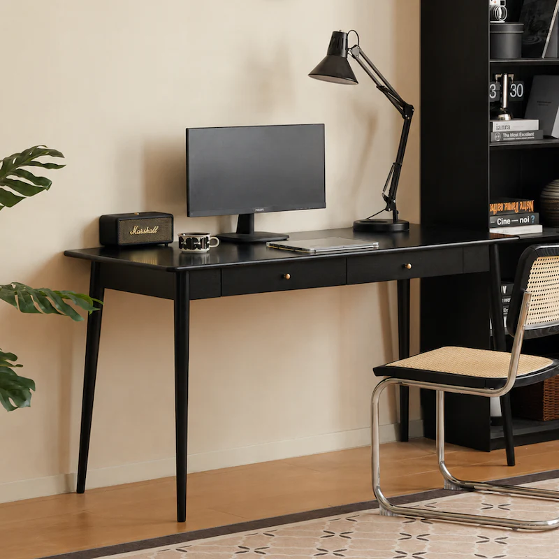 Charcoal Solid Rubber Wood Desk