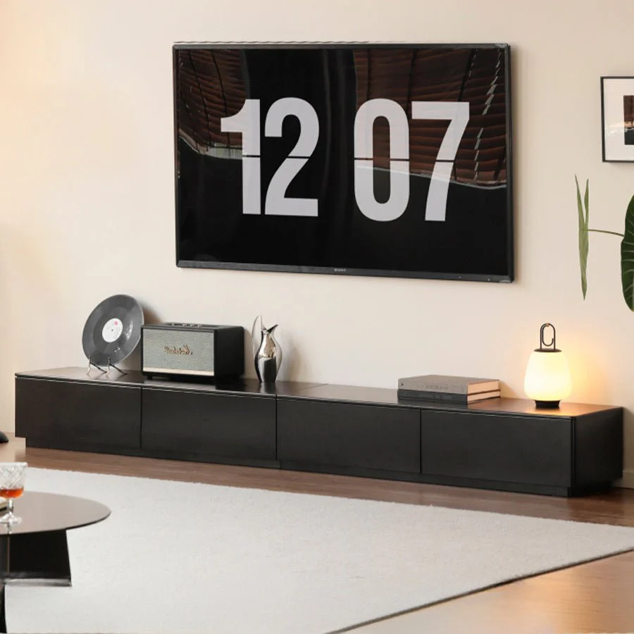 Charcoal Solid Rubber Wood Entertainment Unit