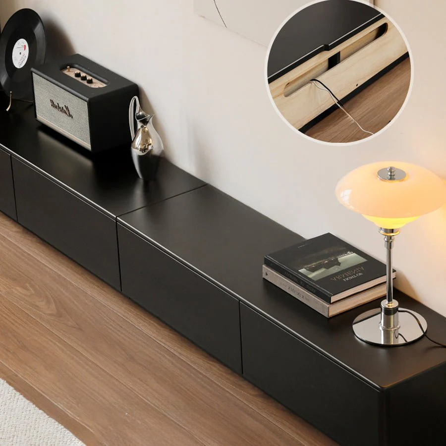 Charcoal Solid Rubber Wood Entertainment Unit - Image 5