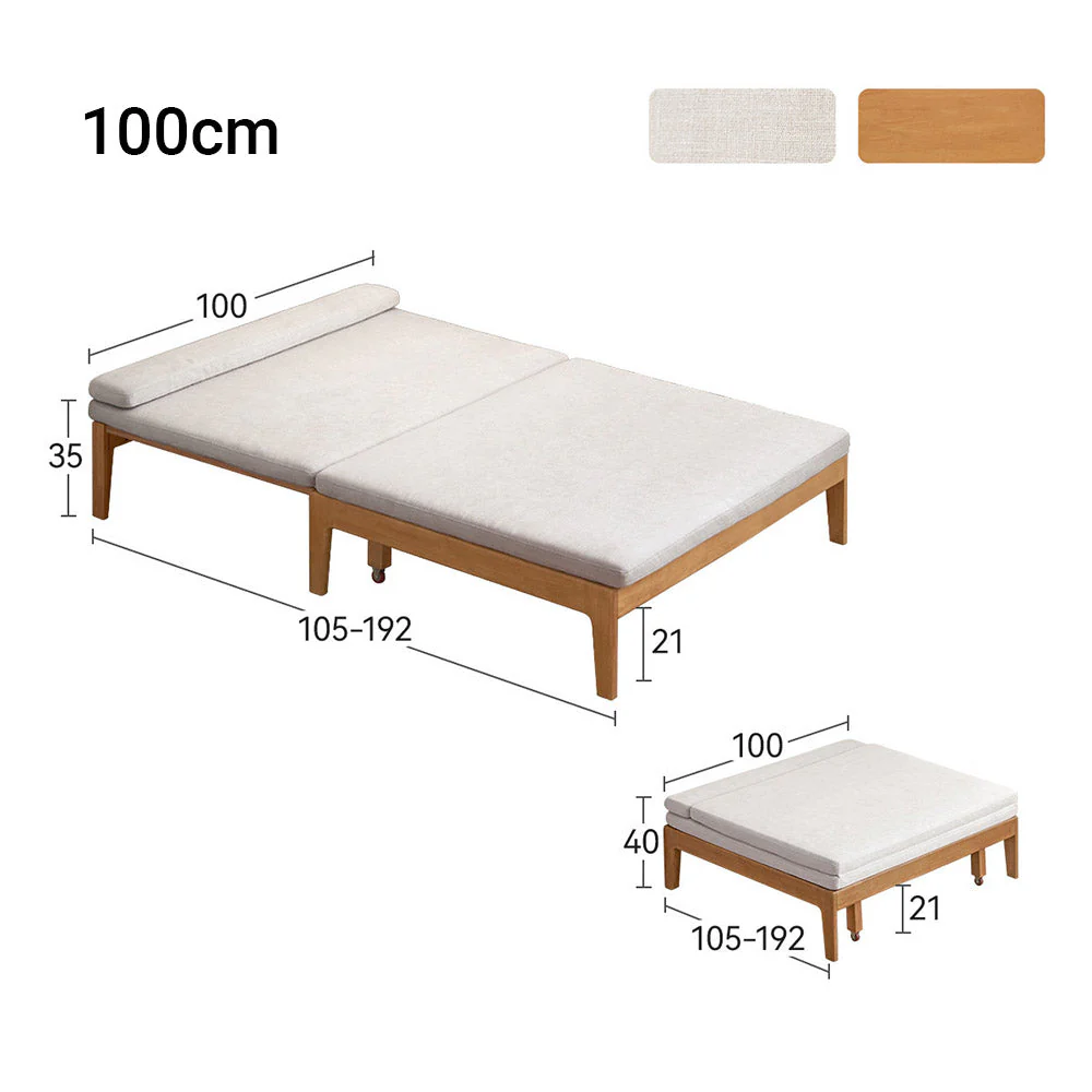 Clichy Natural Solid Rubber Wood Sofa Bed - Image 10
