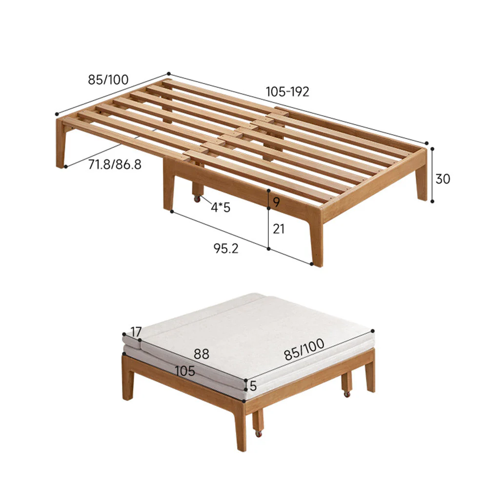 Clichy Natural Solid Rubber Wood Sofa Bed - Image 11