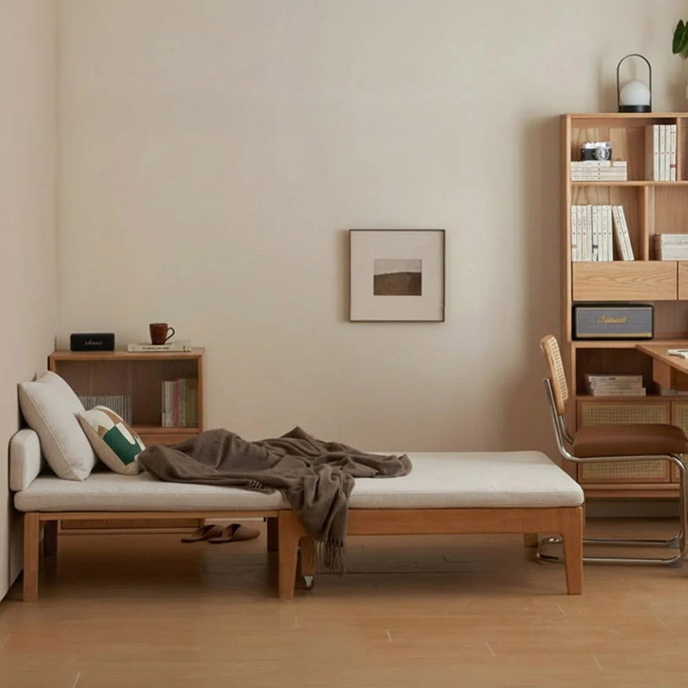 Clichy Natural Solid Rubber Wood Sofa Bed - Image 4