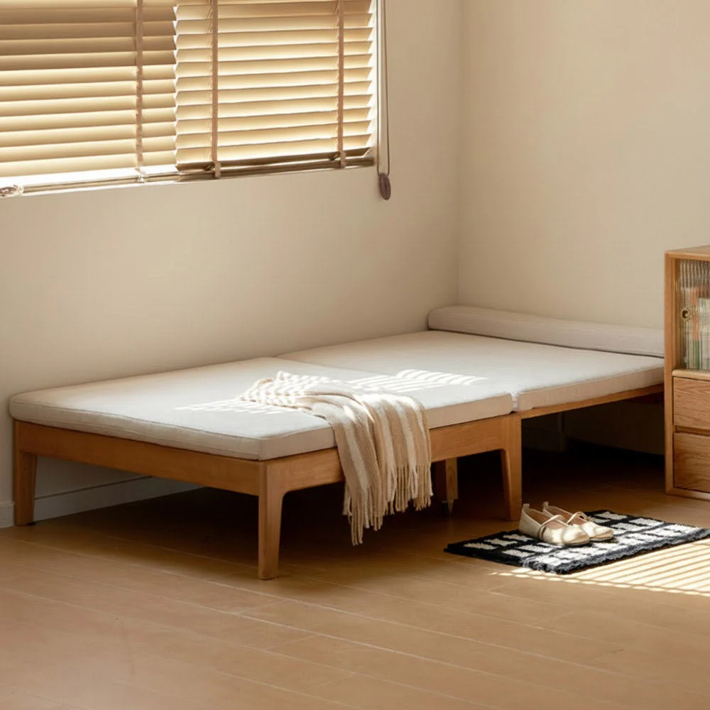 Clichy Natural Solid Rubber Wood Sofa Bed - Image 5