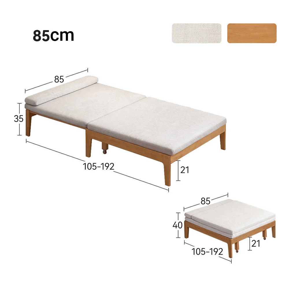 Clichy Natural Solid Rubber Wood Sofa Bed - Image 9