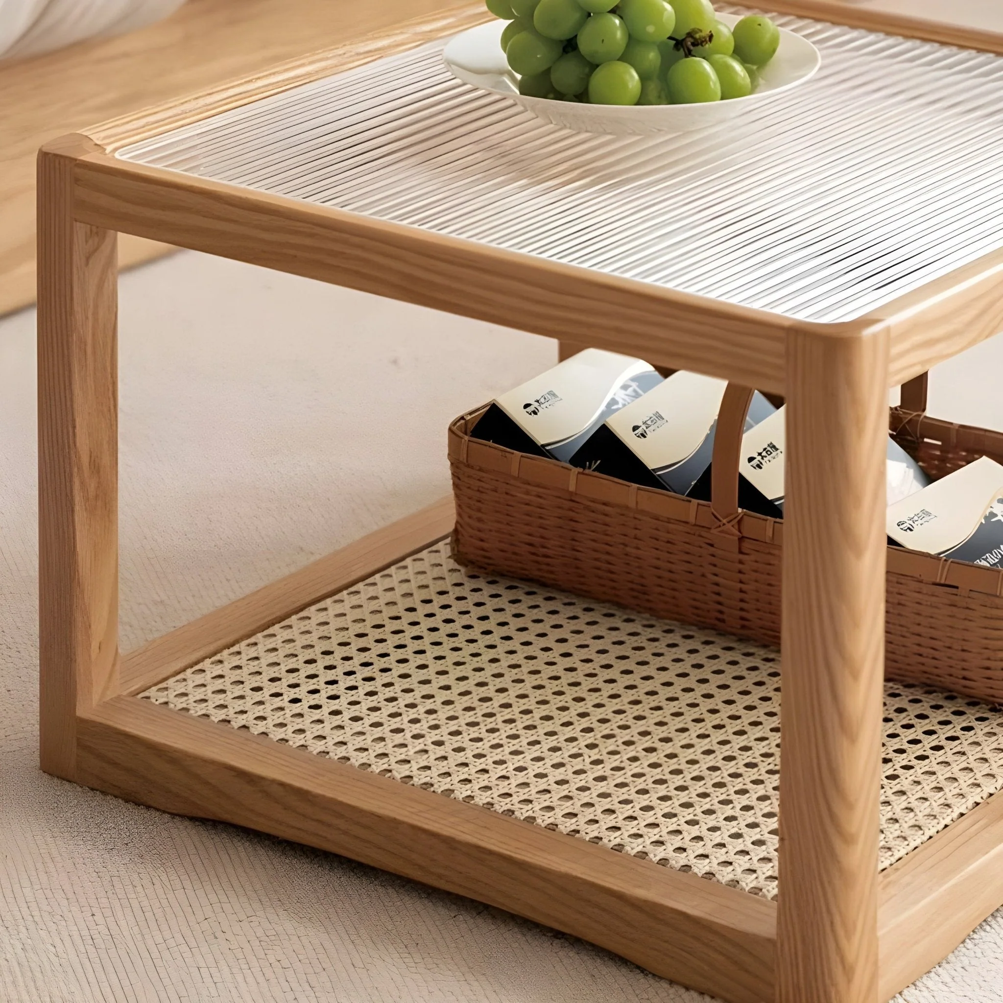 Crystal Natural Solid Oak Coffee Table Set - Image 7