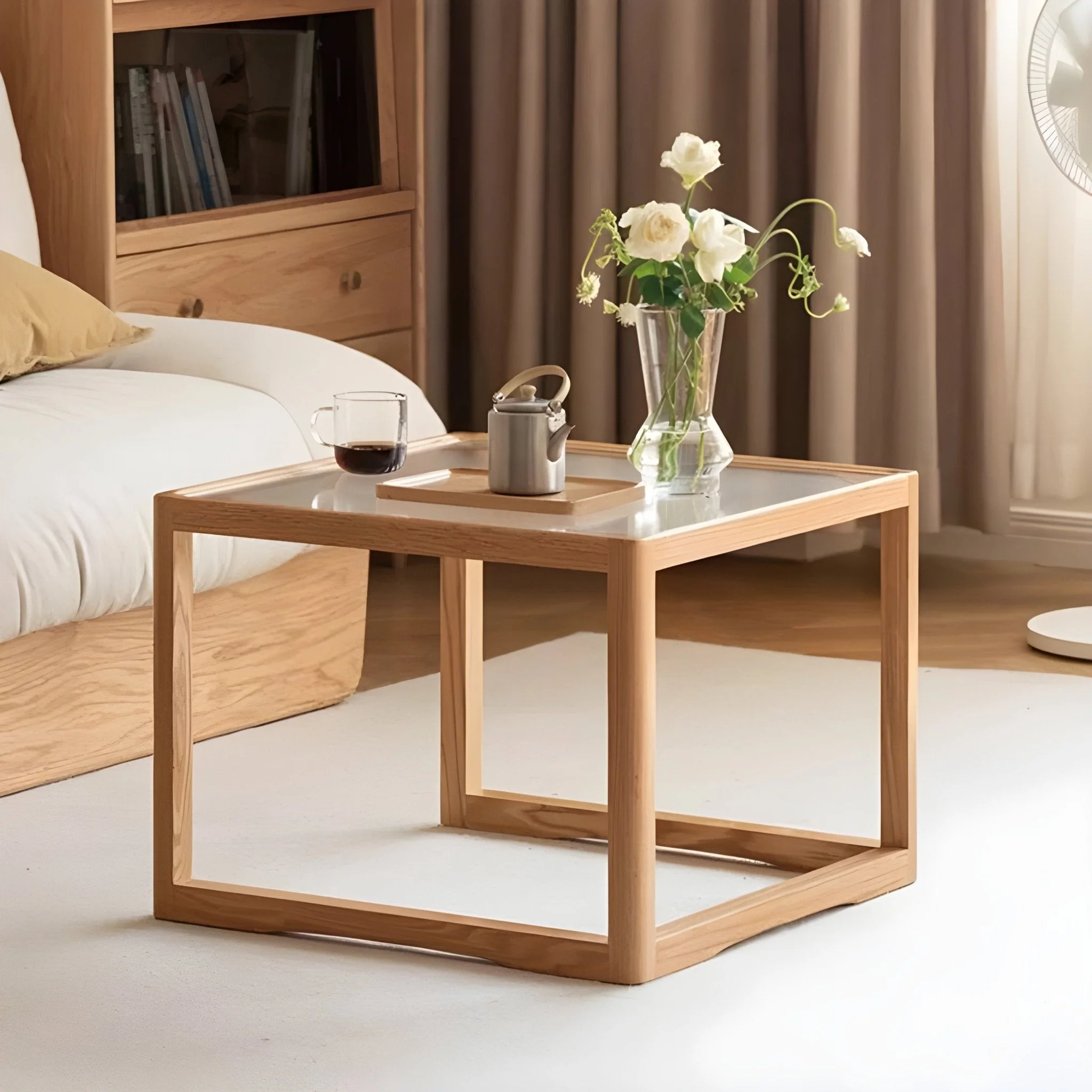 Crystal Natural Solid Oak Coffee Table Set - Image 8