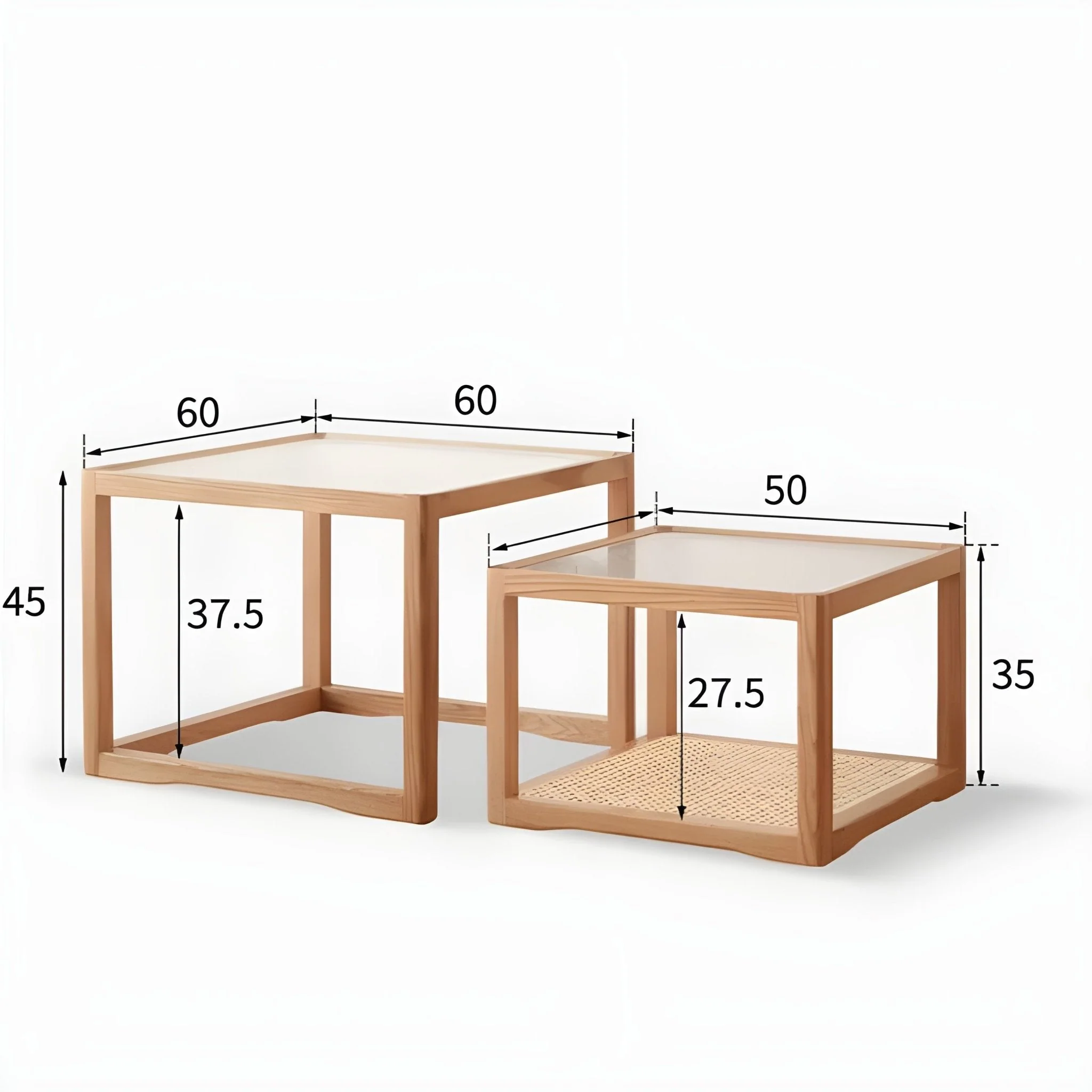 Crystal Natural Solid Oak Coffee Table Set - Image 9