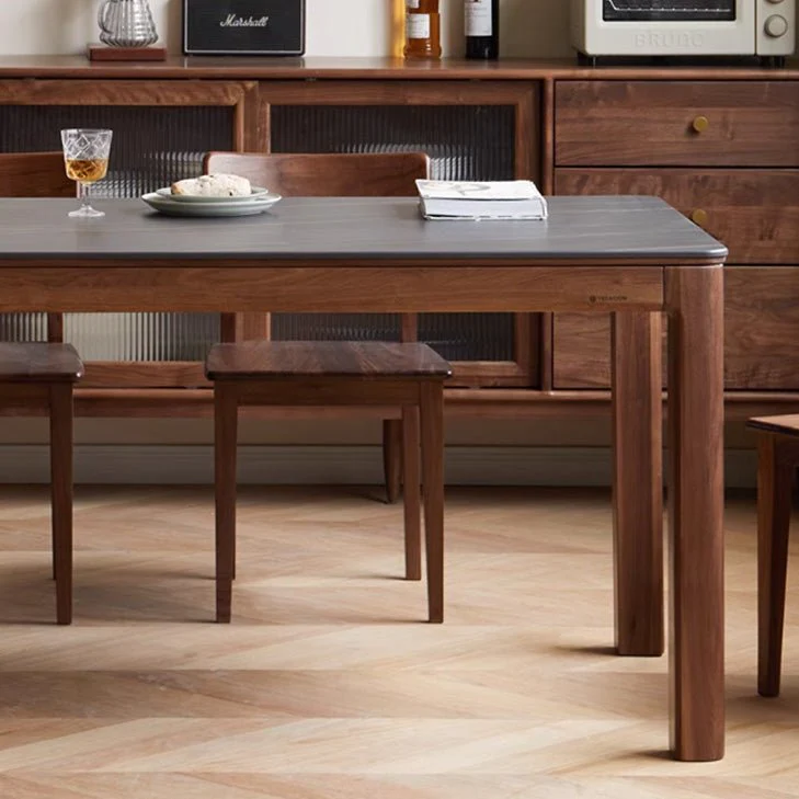 Cuba Natural Solid Walnut Dining Table With Ceramic Top - Image 10
