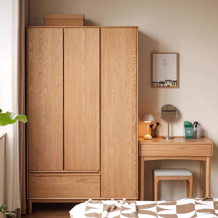 Dorno Solid Oak Wardrobe with Bottom Drawer - Image 2