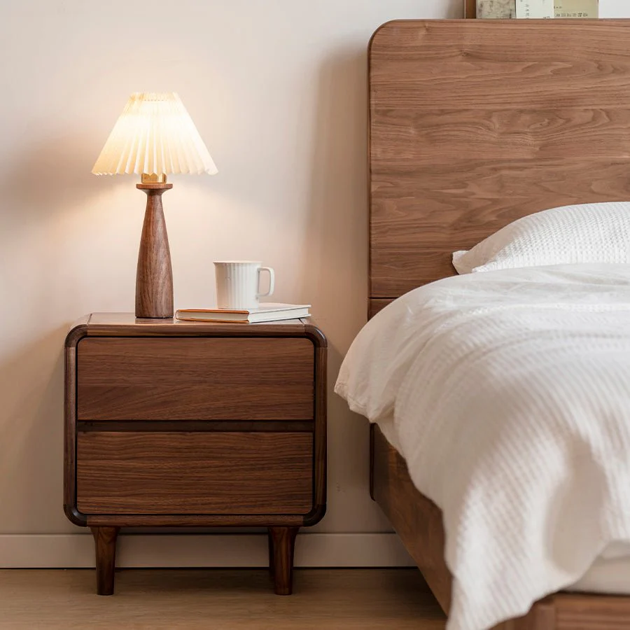 Dover Natural Solid Walnut Bedside Table - Image 2
