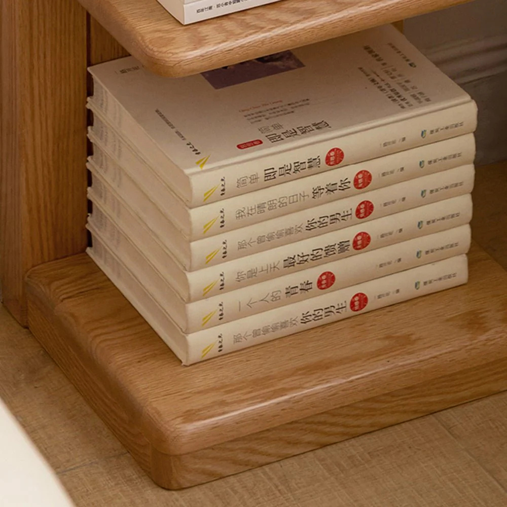 Dviete Natural Solid Oak Multi-Shelf Storage Bookcase - Image 5