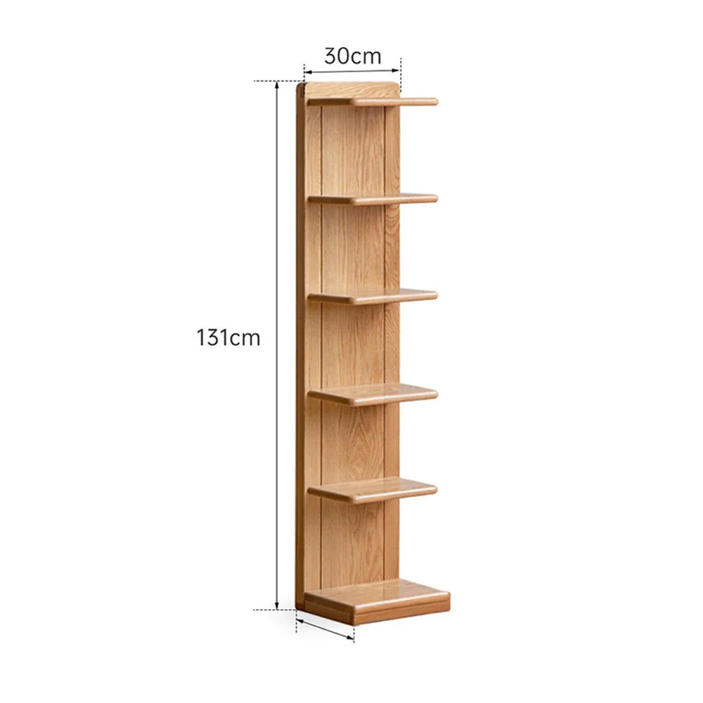 Dviete Natural Solid Oak Multi-Shelf Storage Bookcase - Image 7