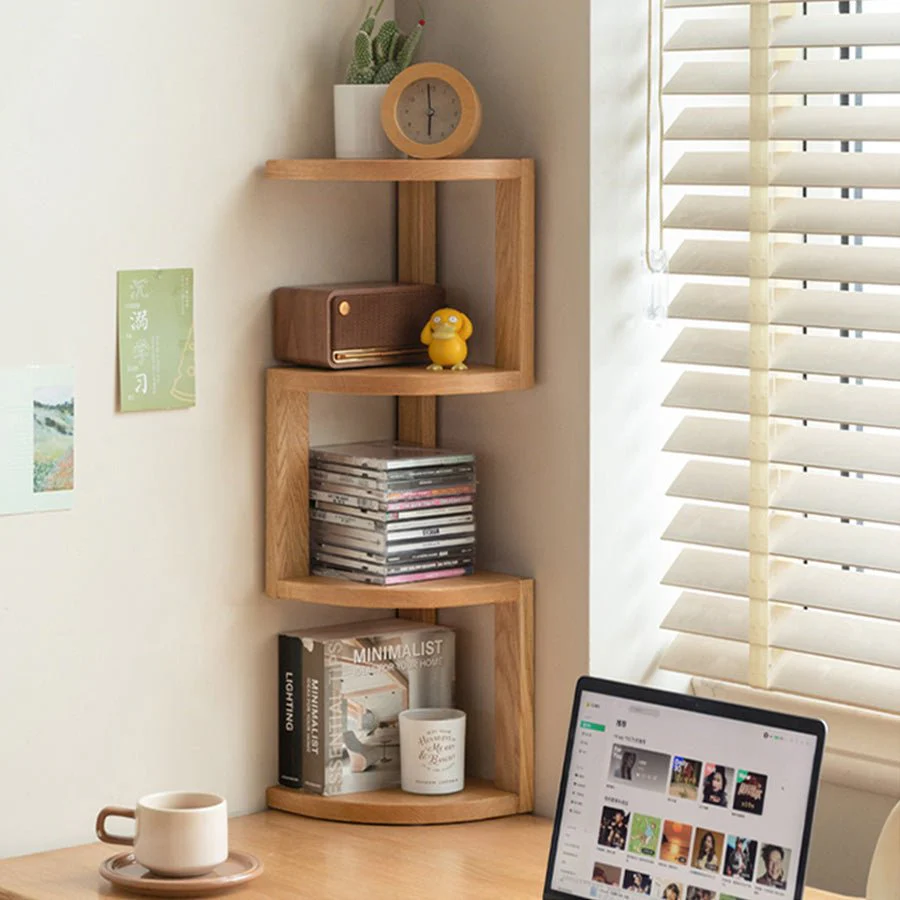 Elle Natural Solid Oak Desktop Corner Shelf - Image 2