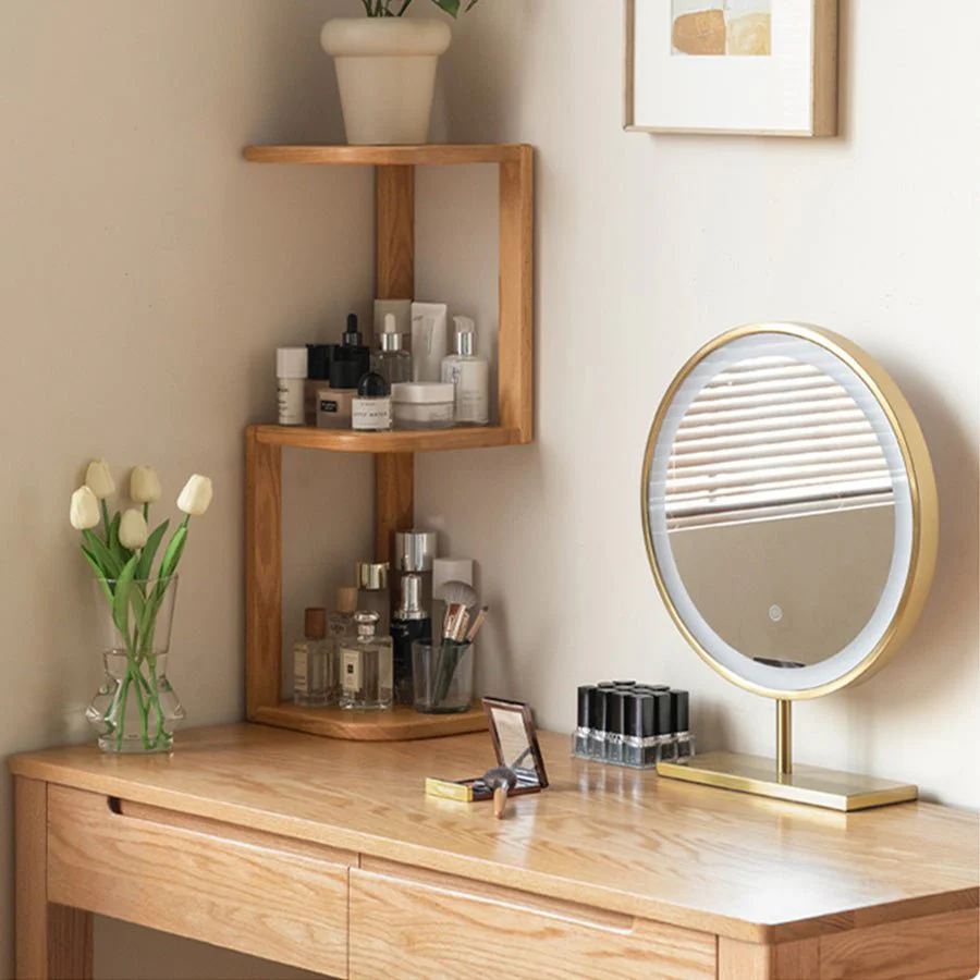 Elle Natural Solid Oak Desktop Corner Shelf - Image 3