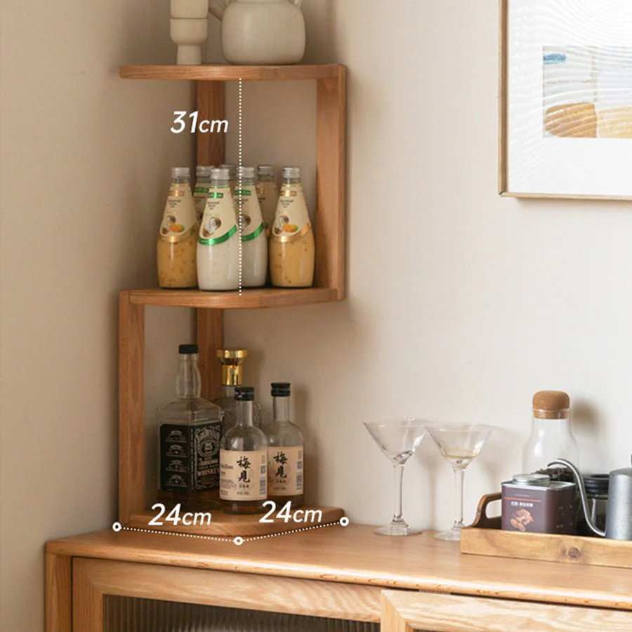 Elle Natural Solid Oak Desktop Corner Shelf - Image 4