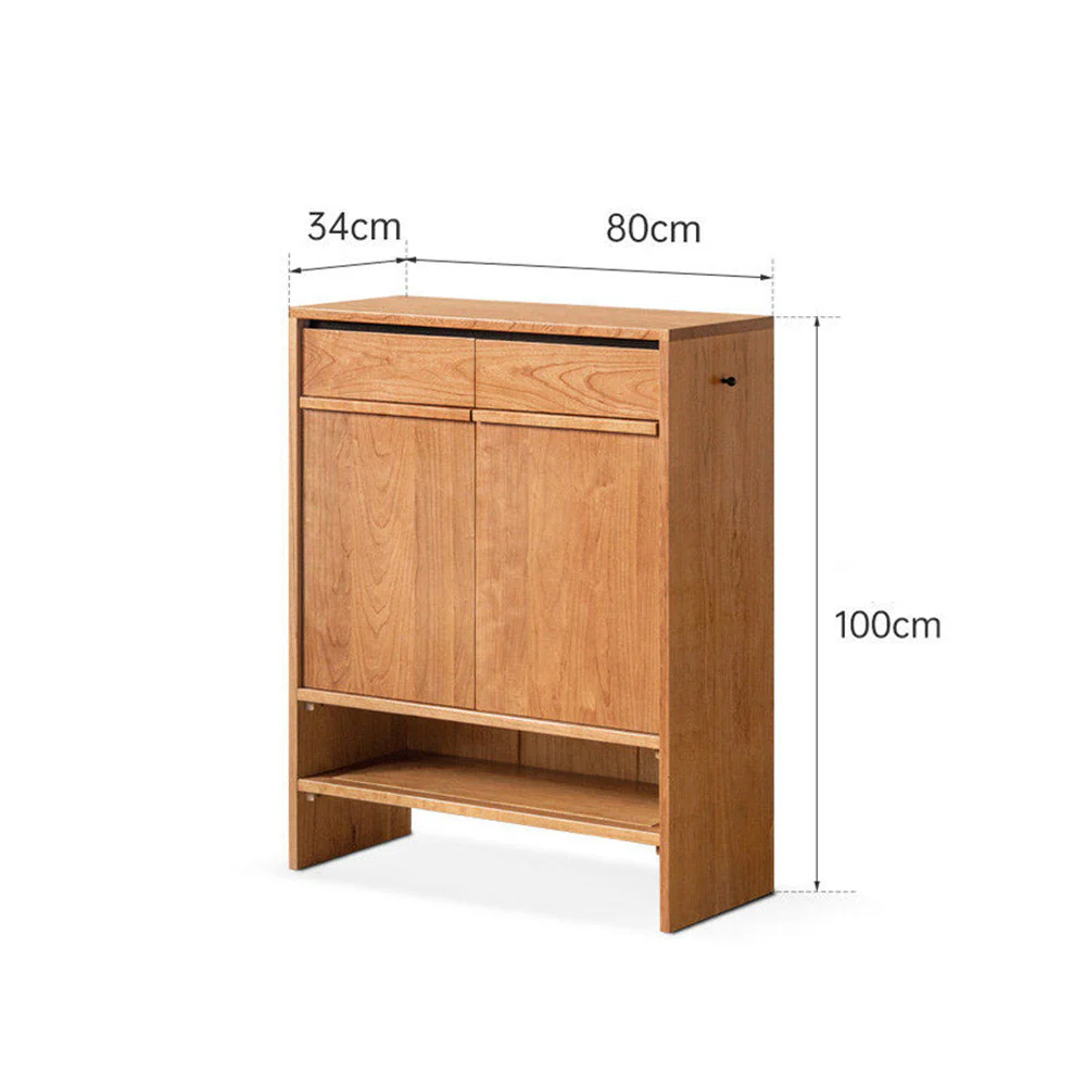 Enna Natural Solid Cherry Shoe Cabinet - Image 11