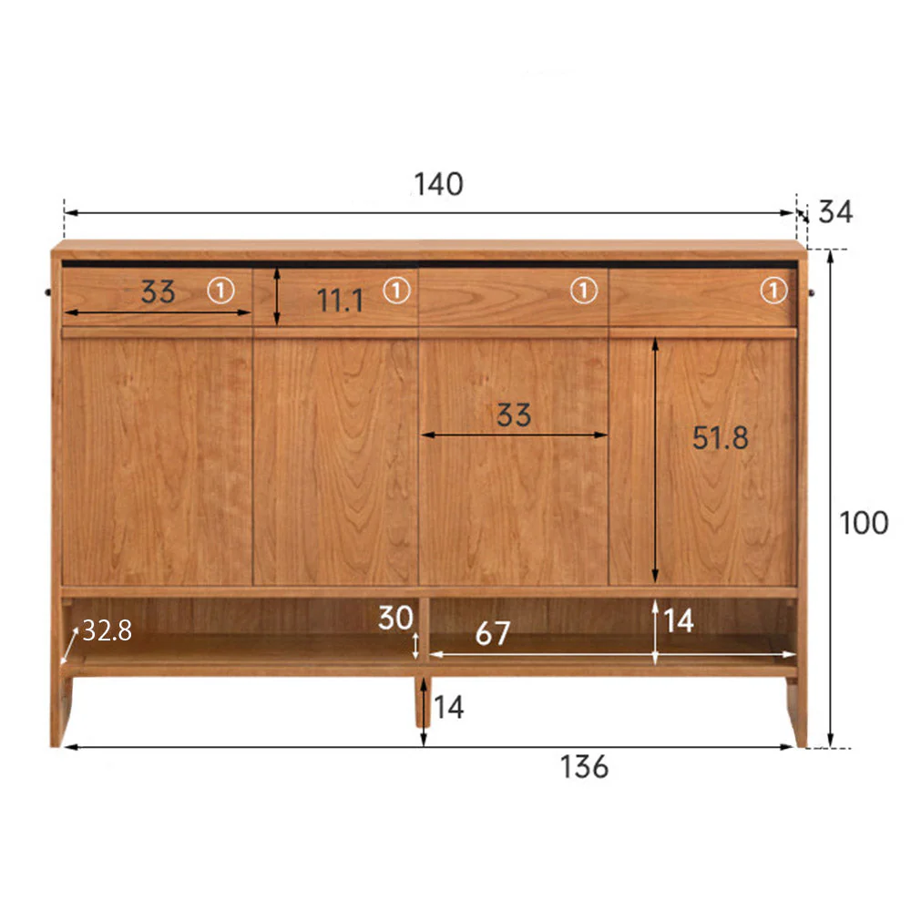Enna Natural Solid Cherry Shoe Cabinet - Image 14