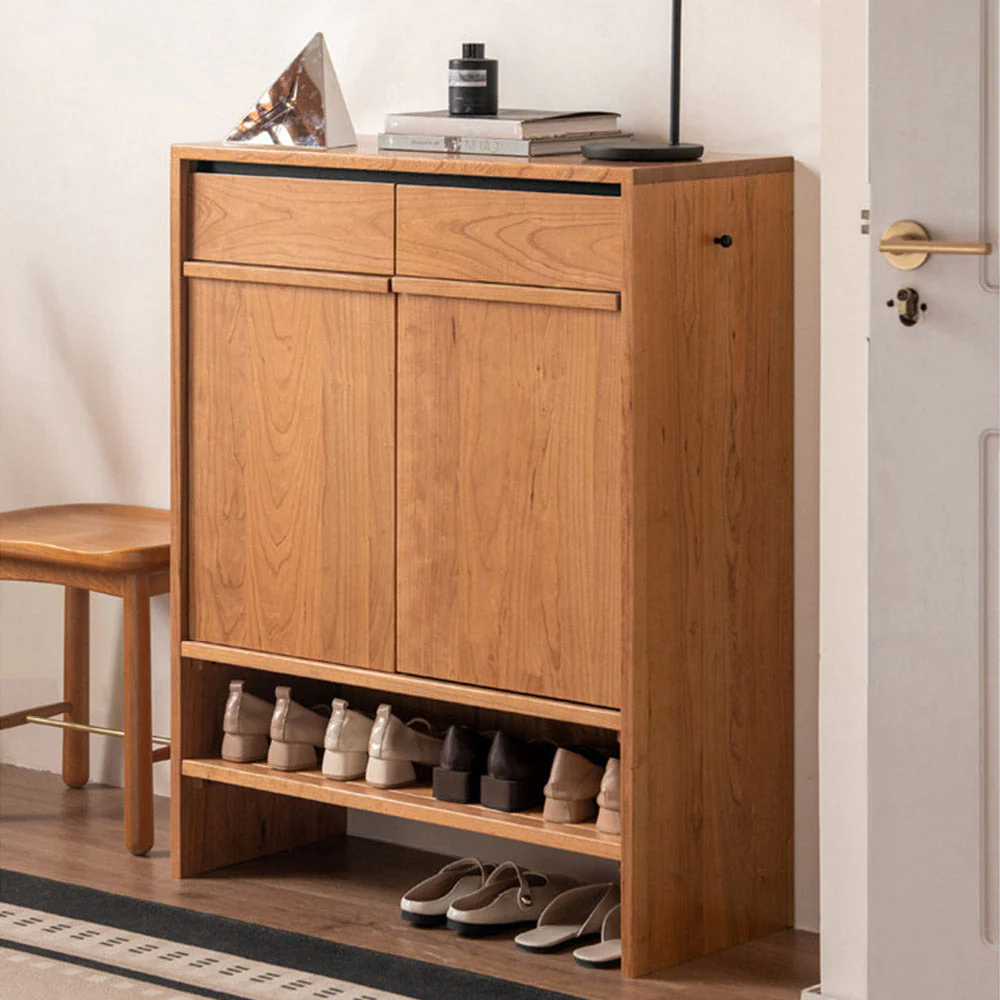 Enna Natural Solid Cherry Shoe Cabinet - Image 3