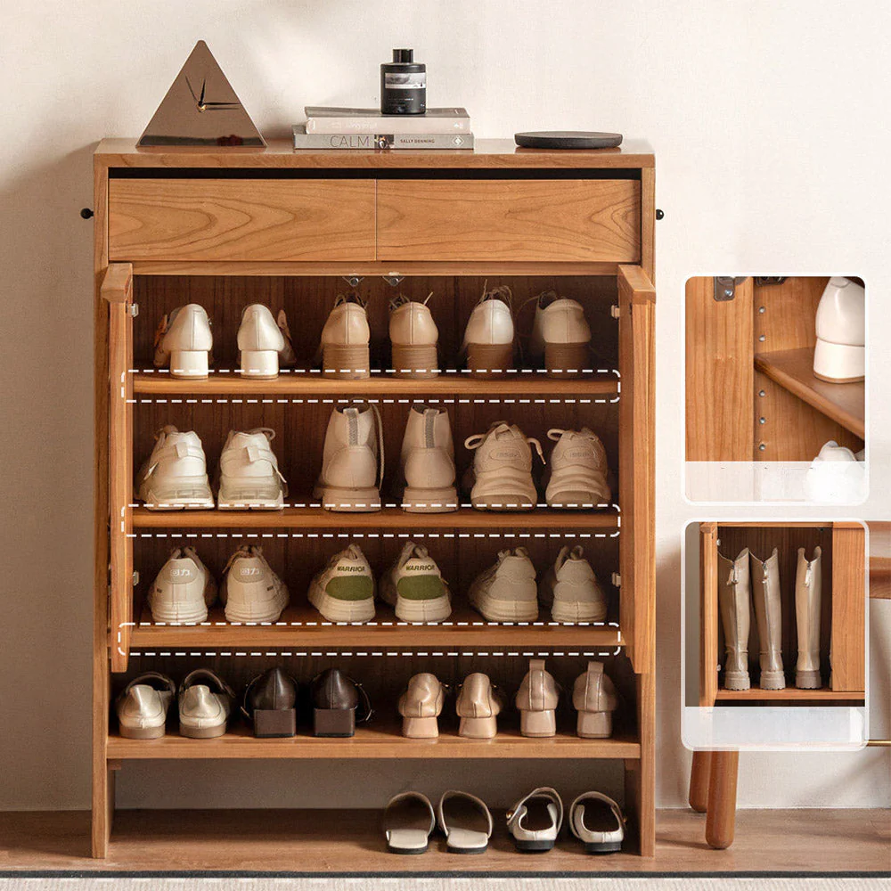 Enna Natural Solid Cherry Shoe Cabinet - Image 4