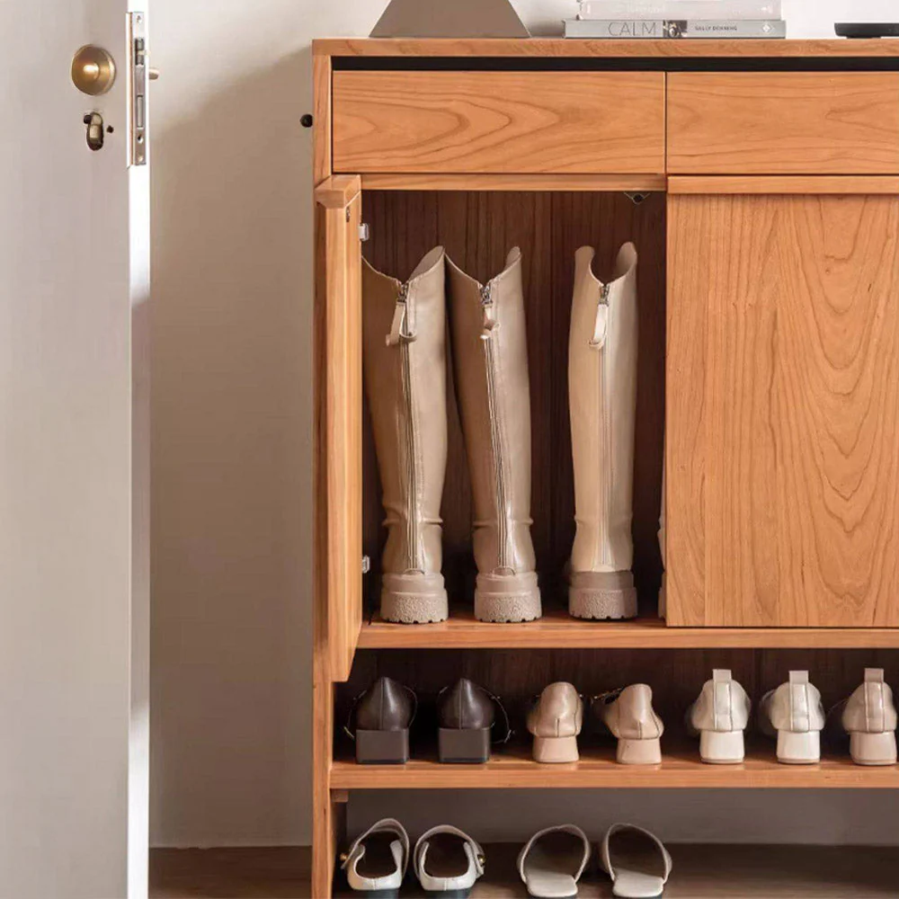 Enna Natural Solid Cherry Shoe Cabinet - Image 9